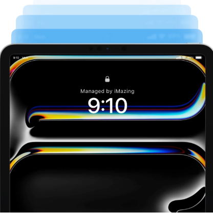 iPad lock screen indicating device management through iMazing